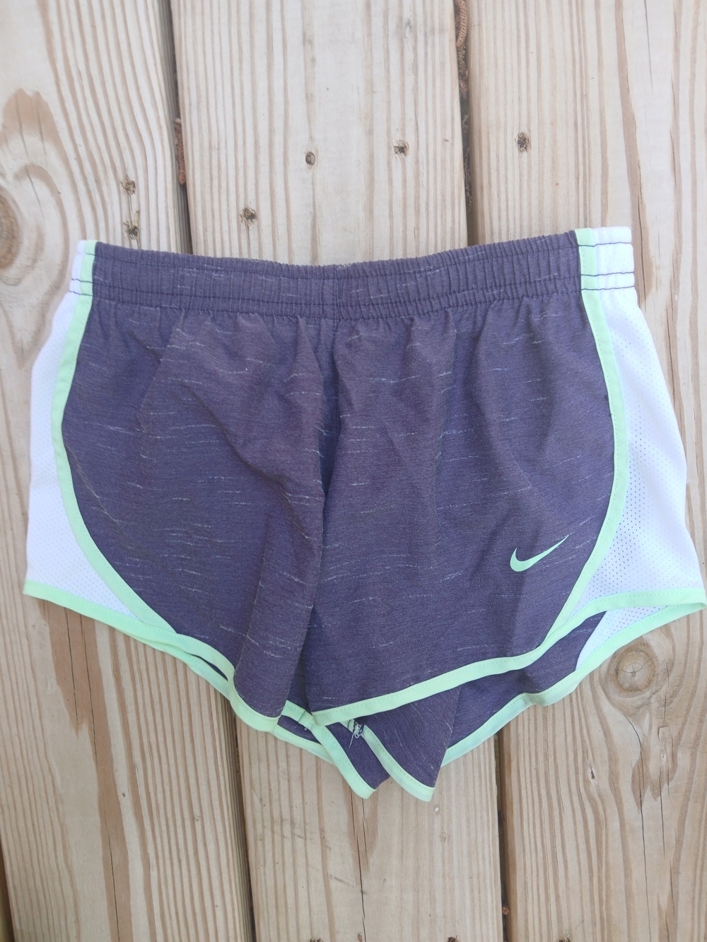 Nike Purple Kid's Athletic Shorts with Lime Trim